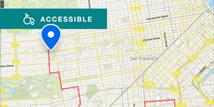 Map of Muni transit near the Geary Boulevard location of U C S F, close to the Arguello Boulevard and Geary Boulevard stop on the 33 Ashbury and 18th Street route, which runs from the Richmond District to Zuckerberg San Francisco General Hospital.