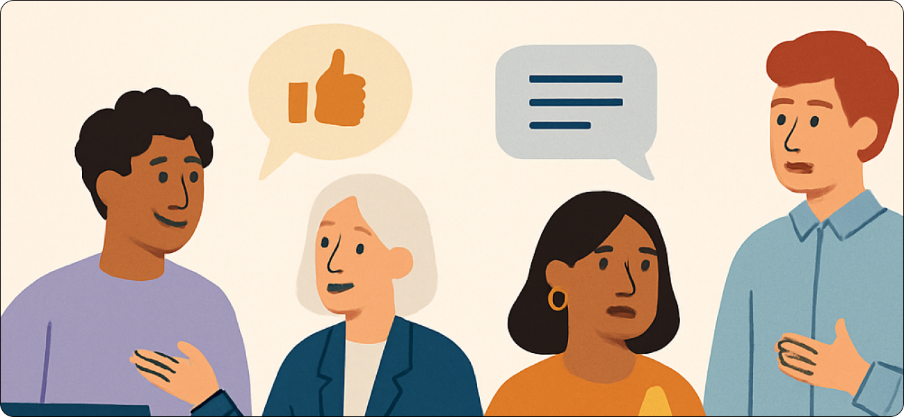 A manager giving positive recognition and feedback to a team member.