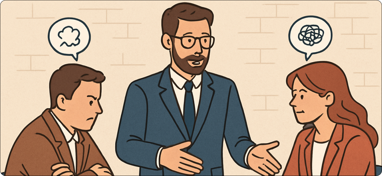 A manager mediating a conflict between two employees.